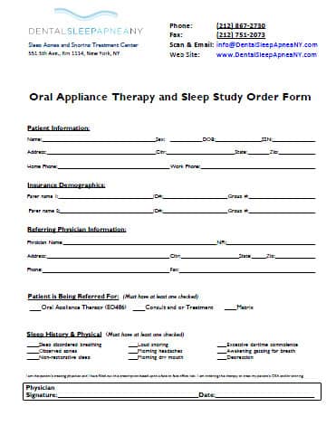 Dental Sleep Apnea NY - Referral Form